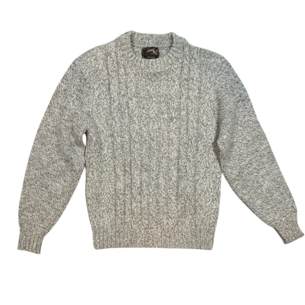 Lord Jeff Womens Cream Long Sleeve Crew Neck Cable Knit Pullover Sweater Size M
